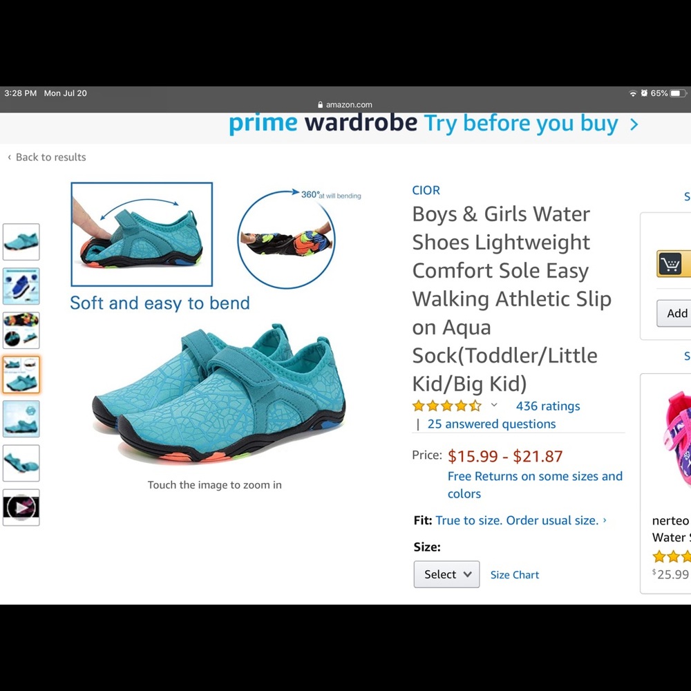 Two pairs of water shoes in medium blue